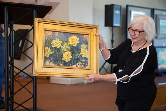 Boss lady and wonderful hostess Janey Rives standing in for me since I had to return to Florida. Thanks to judge John Potoschnik for awarding this work 1st place! Photo credit: Debbie Slangal