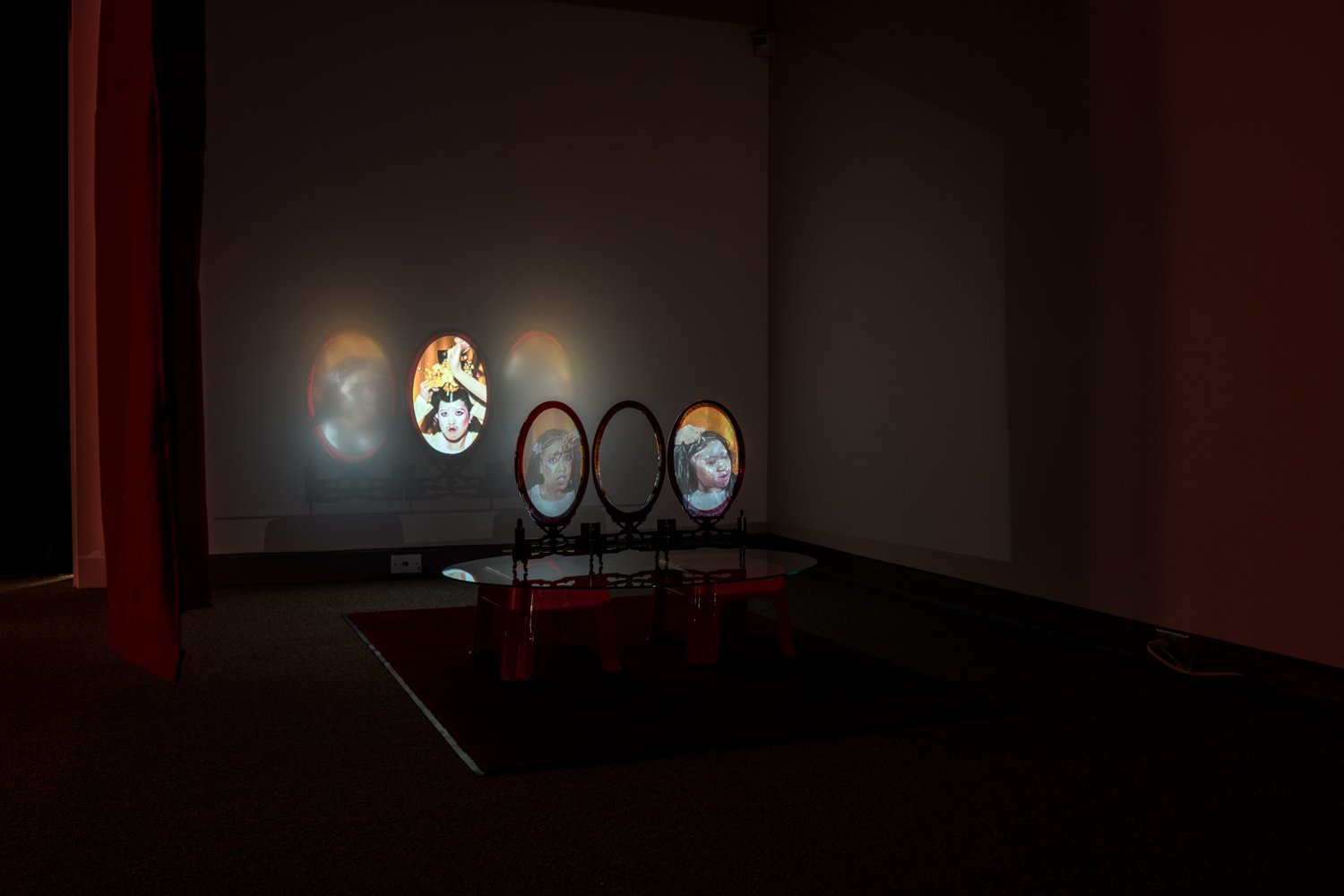  Installation Documentation from  The Crowning , GIF, Projection Mapping, Acrylic, glass, found objects 