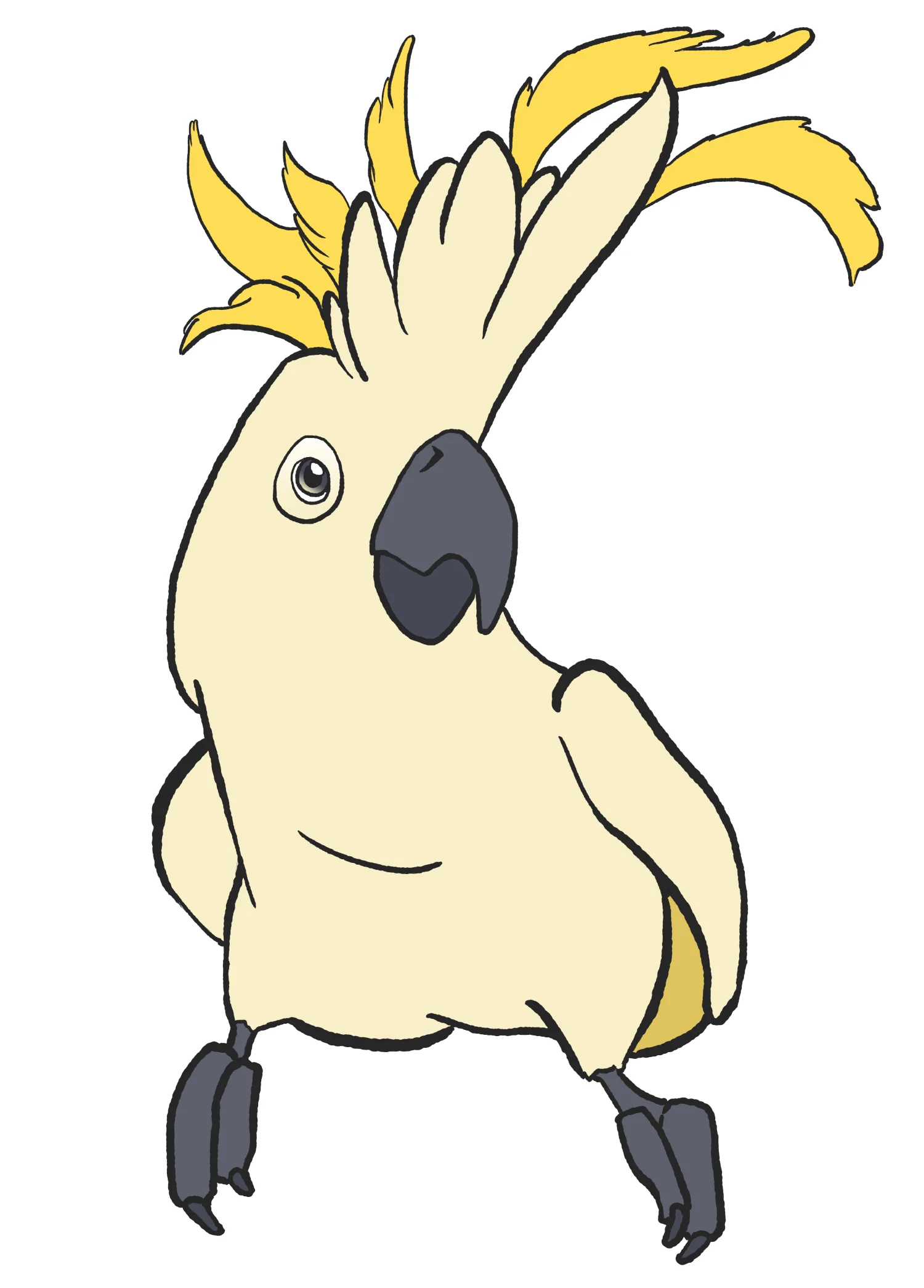 Sulphur-crested cockatoo. This one has the distinction of being inked on paper before scanning. Which might explain why it looks so much more pretentious than the rest.