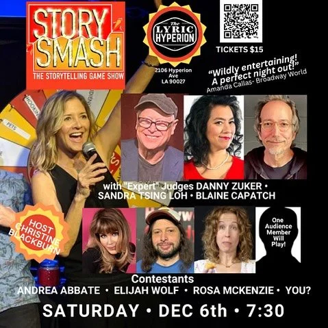 Do not miss the funniest show in Los Angeles! This Saturday STORY SMASH @storysmash  is back at @lyrichyperion !! Get your tickets to STORY SMASH!! With @dannyzuker @sandratsingloh and Blaibe Capatch! And spinning the wheel, comedians  @andrearabbate
