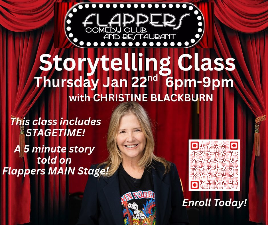Thursday! @flappersuniversity  at the club @flapperscomedy 6pm- 9pm this class includes five minutes on the main stage! Sign up come on we have a blast! #Storytelling #Comedy #TrueStory
