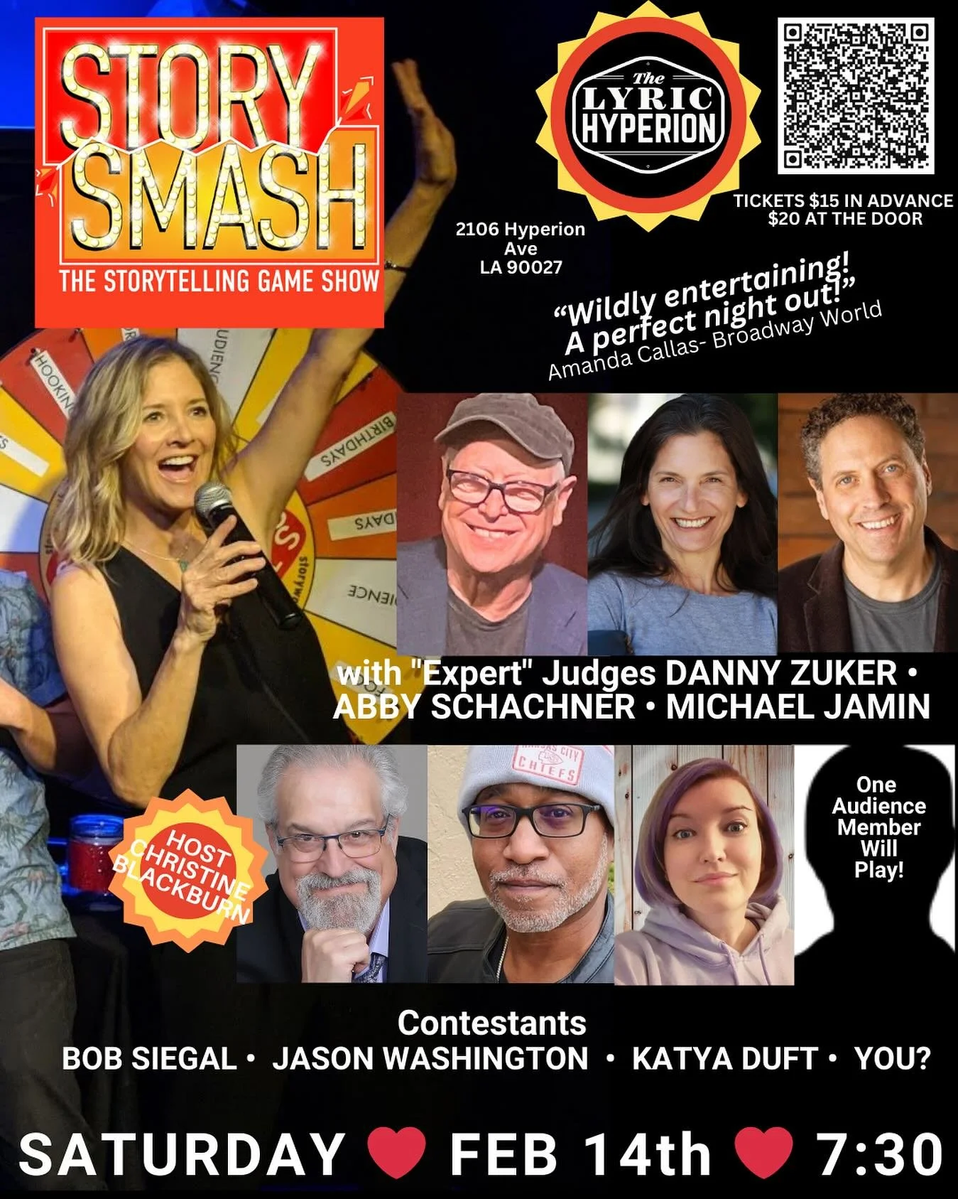 ❤️SATURDAY!!❤️Story Smash @storysmash is on at the @lyrichyperion !! We are so excited to welcome expert judge @michaeljaminwriter along with @dannyzuker and @your_friend_abby !! Plus spinning the wheel we have comedians @jwash01  @losfelizkitty and 
