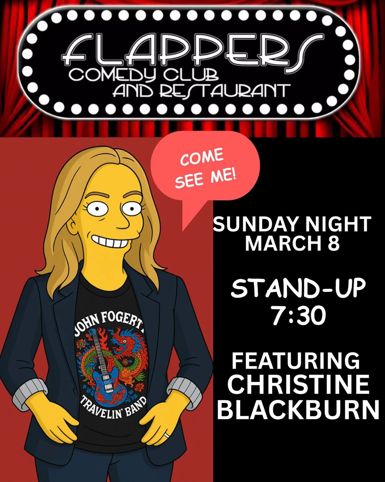 Tonight at @flapperscomedy ! With @rssiegal @kellyspillman3322 @miyo.thestoryteller and more! FREE! #standup