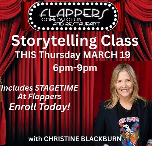 TOMORROW NIGHT! @flappersuniversity  come take my three hour storytelling class and then do a show with me at @flapperscomedy on March 29! Trust me, we have a blast! Bring a story you want to work on or I&rsquo;ll help you come up with something. #St