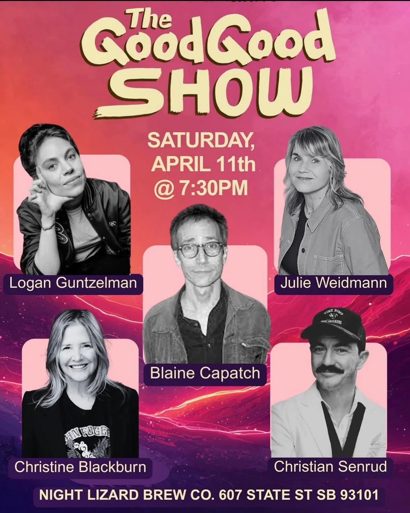 Swing by Santa Barbara this weekend and catch me on the @thegoodgoodshow with @julieweidmann and @blainecapatch ! There will be laughter! #Comedy #Stand-up #SantaBarbara