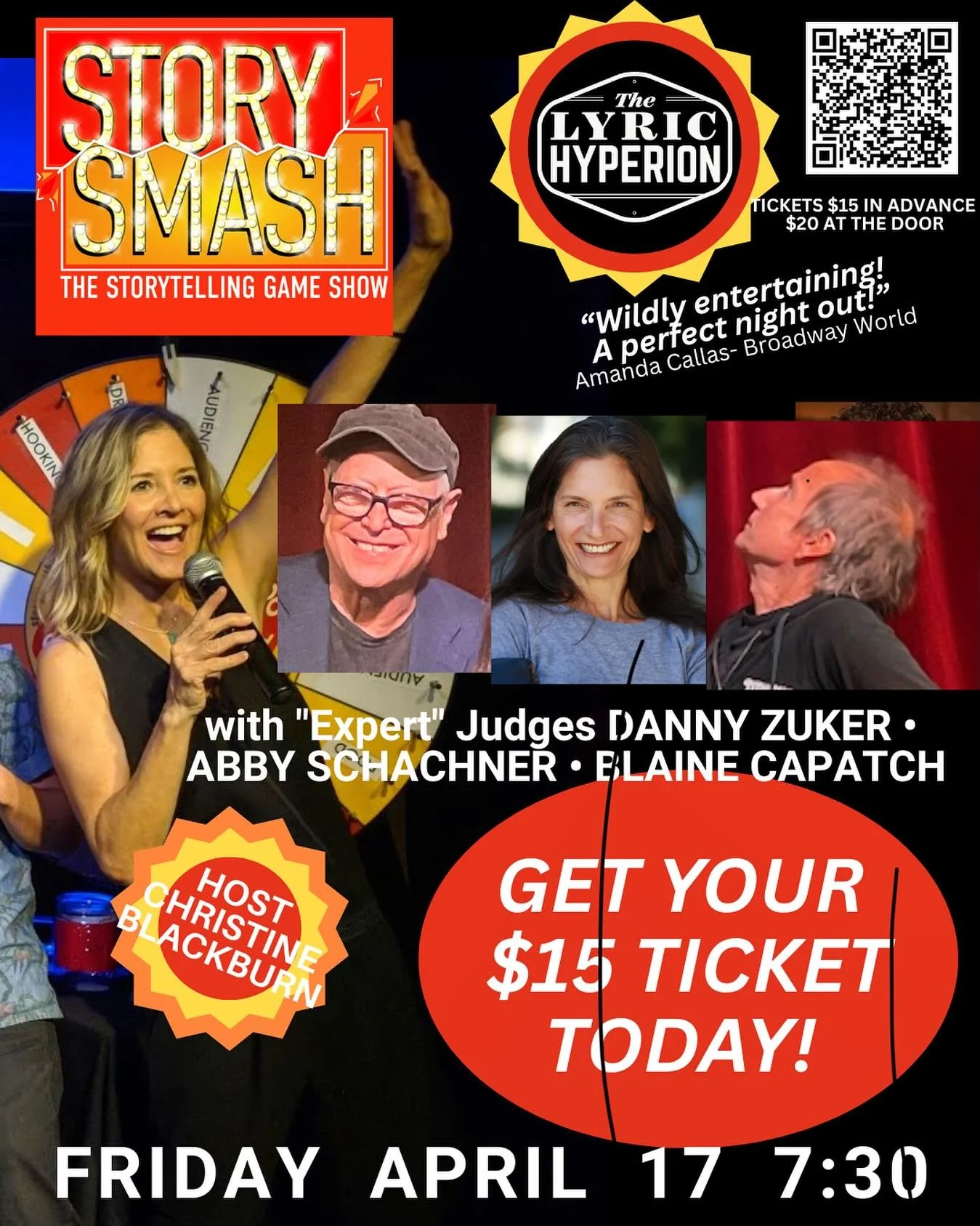 Guys get your tickets today for $15! Prices go up tomorrow on Friday! Do not miss the funniest show in Los Angeles @storysmash smash the storytelling game show live at the @lyrichyperion starring expert judges @dannyzuker @prettysexyhag @blainecapatc