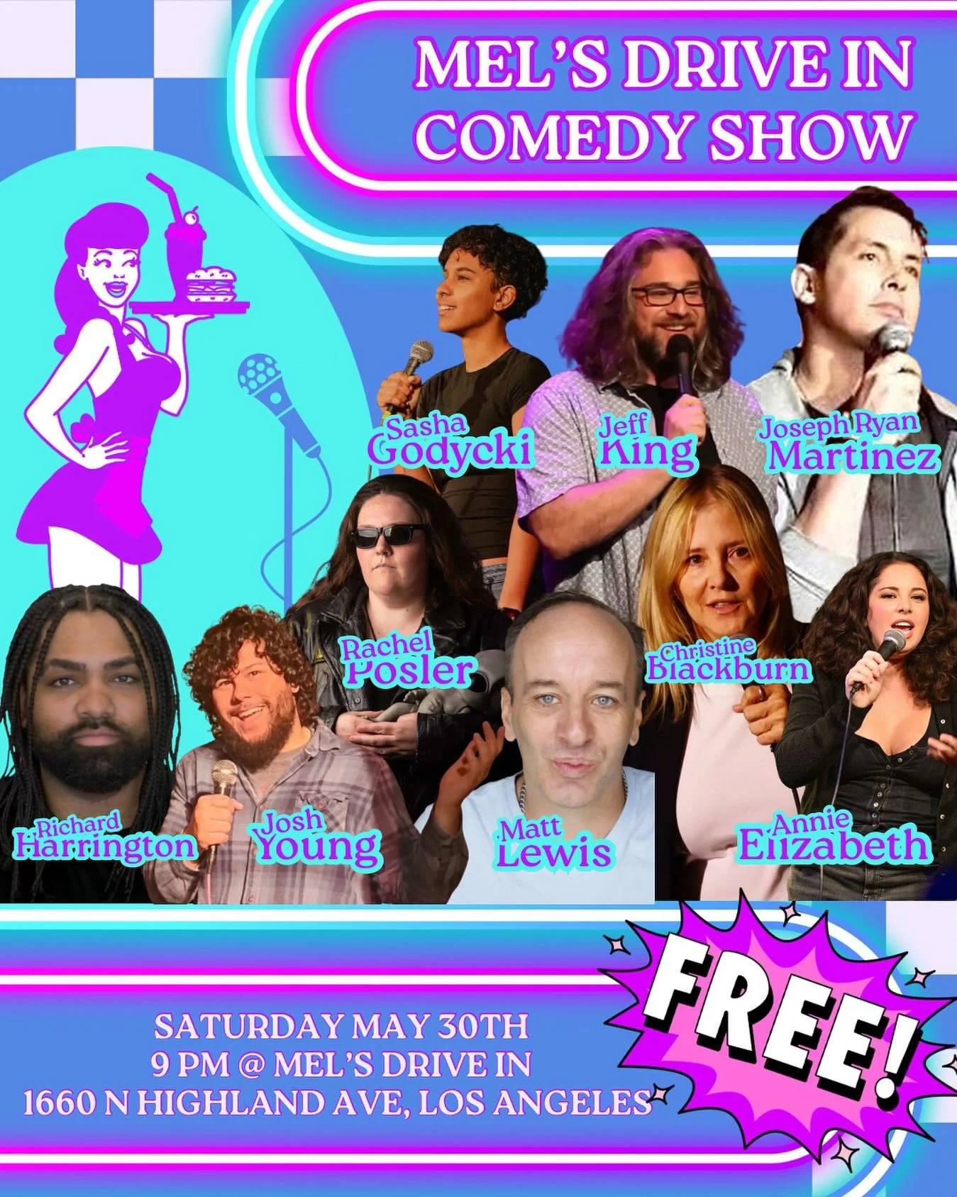 Saturday night! Free show in Hollywood! This gig is an absolute blast. I hope you make it out. @sav.lobel @josephryanmartinezz @iannieelizabeth  @jefflonking #standup #Comedy