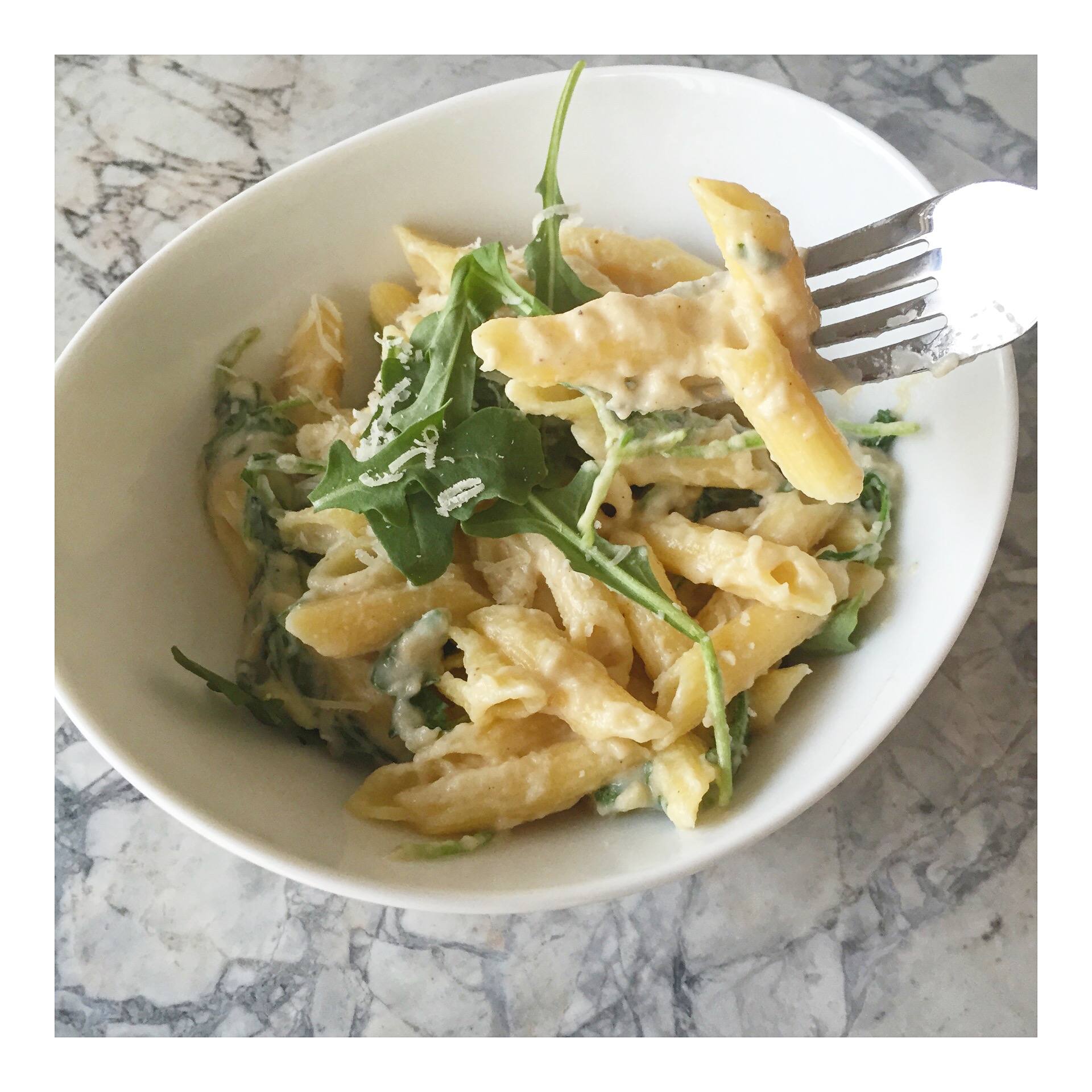 Cauliflower Mac and Cheese with Arugula