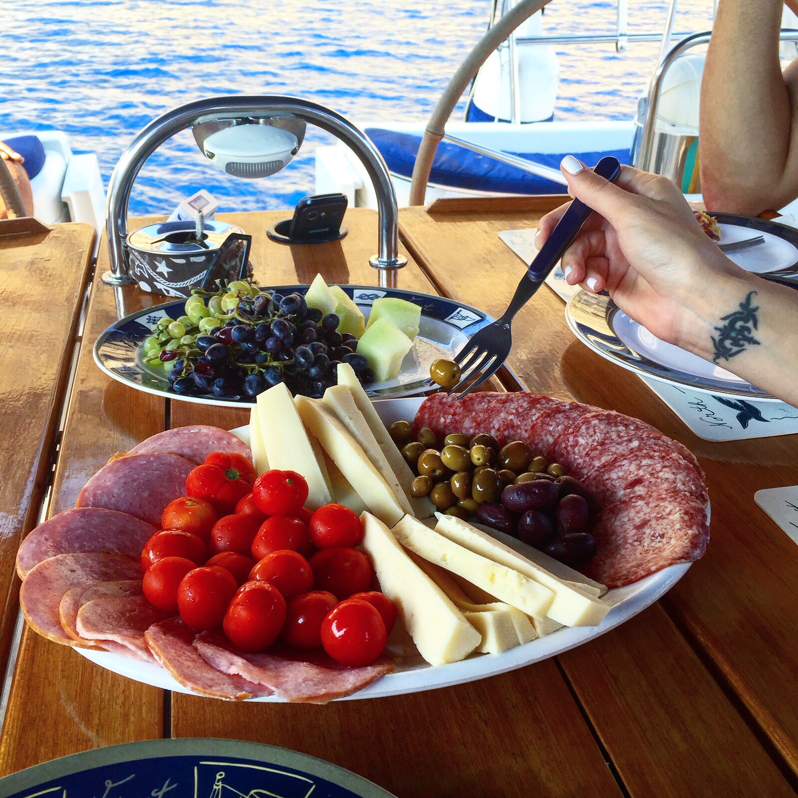 Dining on a boat