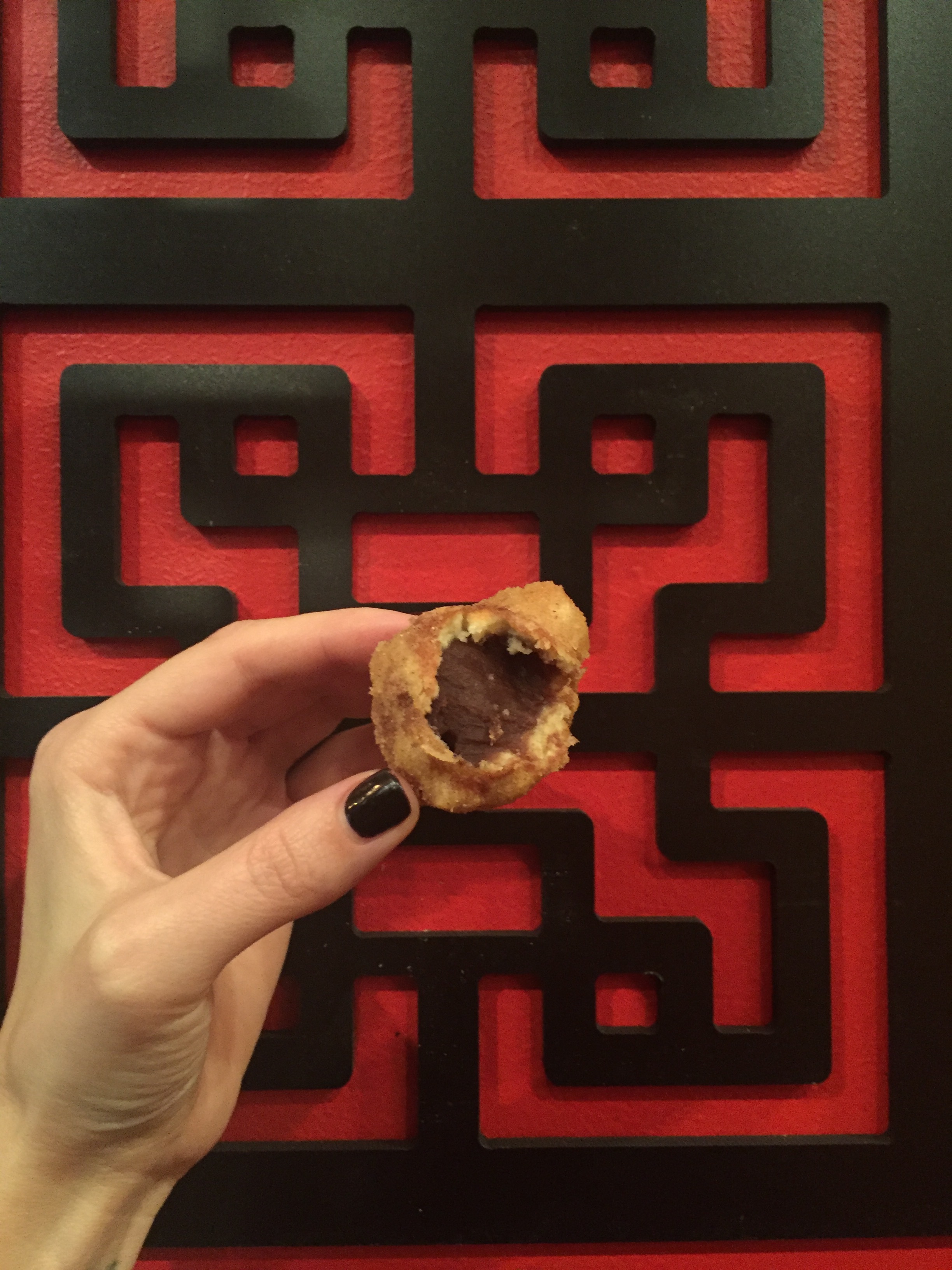 B. Bim has AMAZING desserts. This was the Goodie Bag. It's a paper bag filled with these delectable tempura fried "doughnuts" filled with walnuts and red bean paste. So unique!