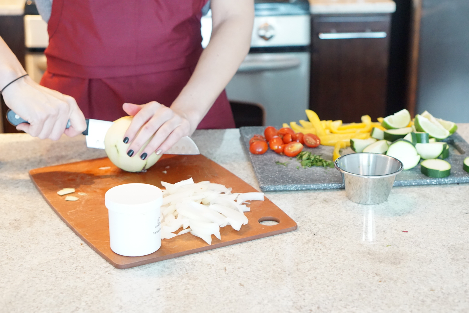 This was some of the prep work for the Brazilian Shrimp Moqueca dinner. Tons of fresh and healthy veggies!