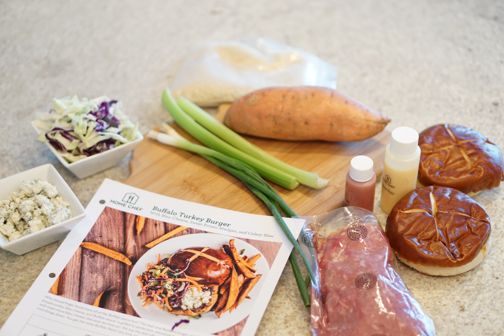 All the ingredients and the gorgeous recipe card for some of the best turkey burgers I've had.