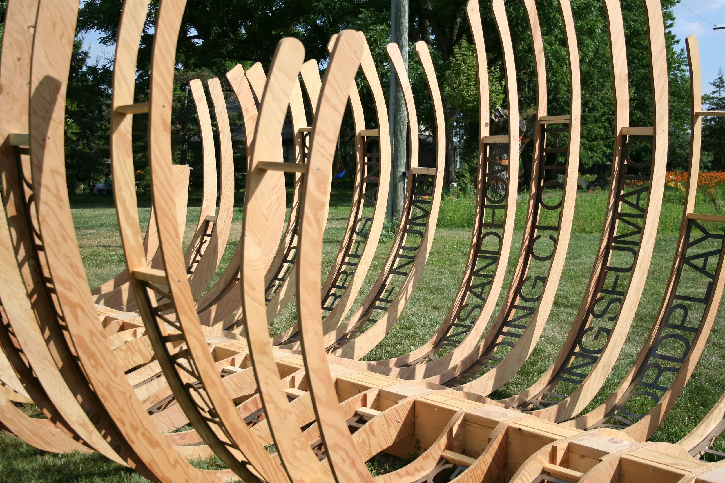 Corpus, 2011, marine-grade plywood and water-jet aluminum, 26'x12'x13'