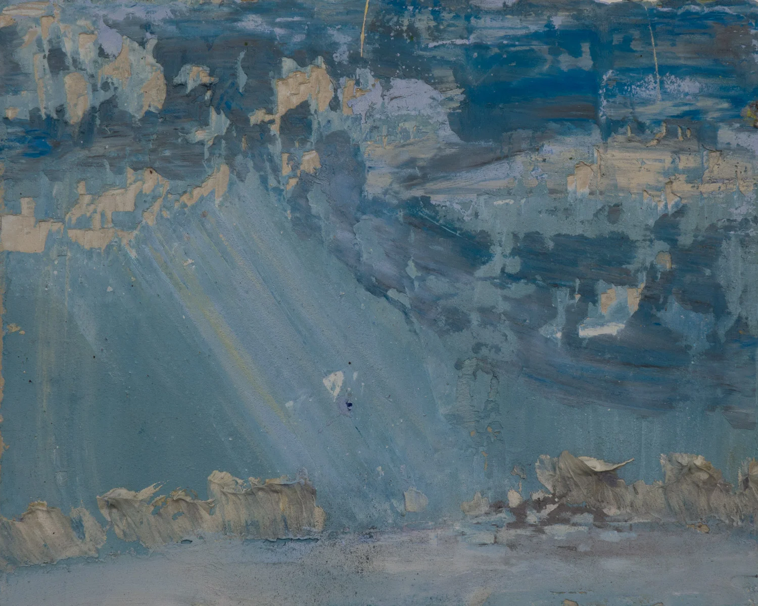 Shelley Vanderbyl, Crepuscular Rays, 2016, Fresco on Panel, 8x10