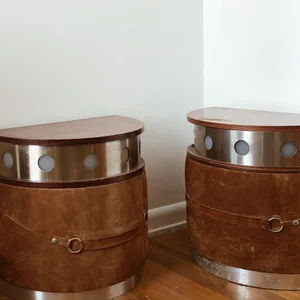 French Suede Light Up Bedside Table Counter Space