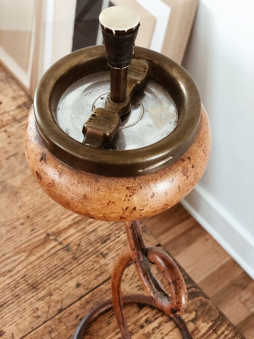 Leather Wrapped Standing Ashtray — counter-space