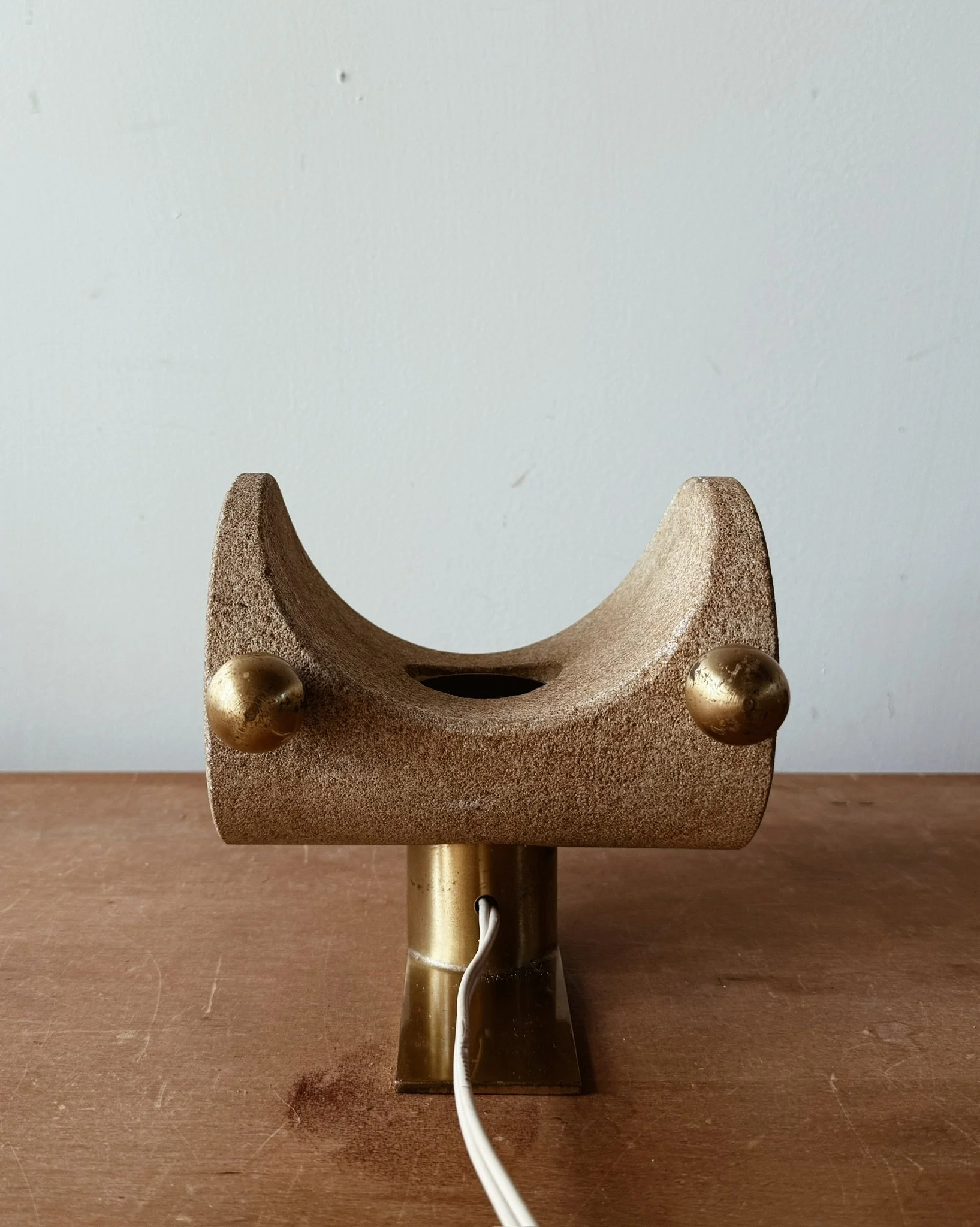Italian Stone and Brass Table Lamp