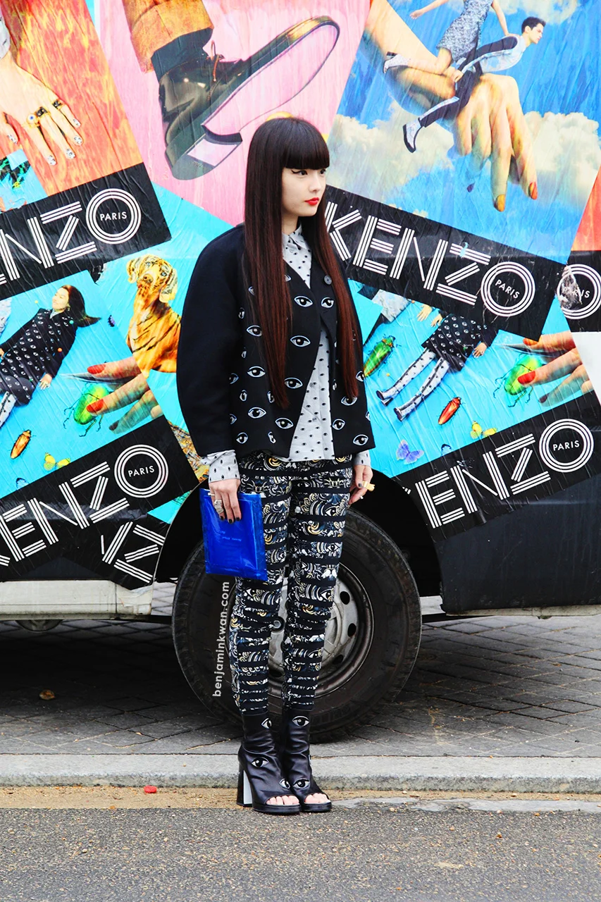 Kozue Akimoto at Kenzo SS 2014 Paris Snapped by Benjamin Kwan