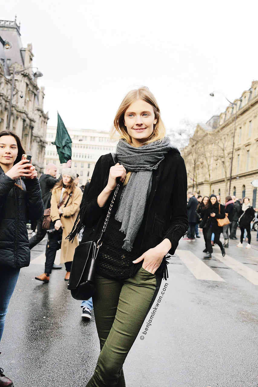 Constance Jablonski at Balmain FW 2014 Paris Snapped by Benjamin KwanParis Fashion Week