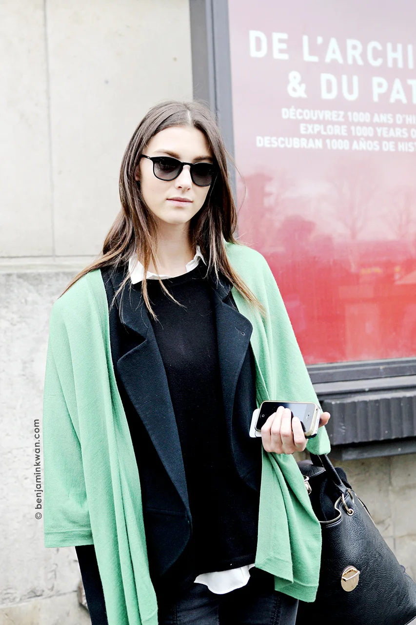 Stephanie Joy Field at Sacai FW 2014 Paris Snapped by Benjamin KwanParis Fashion Week