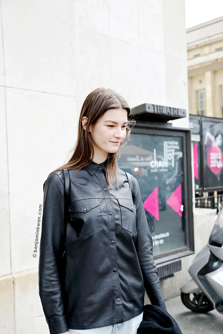 Ophelie Guillermand at Sacai FW 2014 Paris Snapped by Benjamin KwanParis Fashion Week