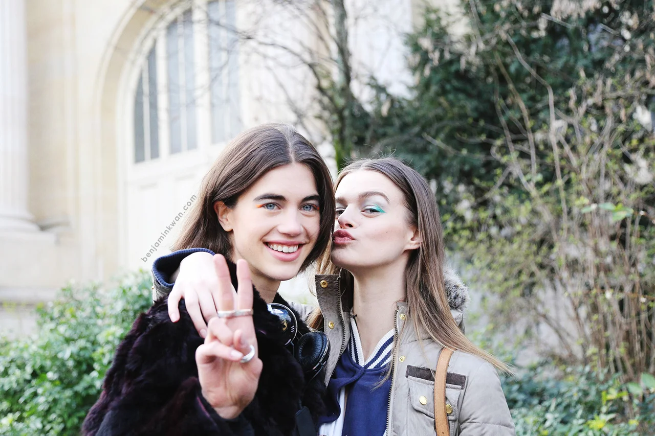 Georgia Graham and Brogan Loftus at Chanel FW 2014 Paris Snapped by Benjamin KwanParis Fashion Week