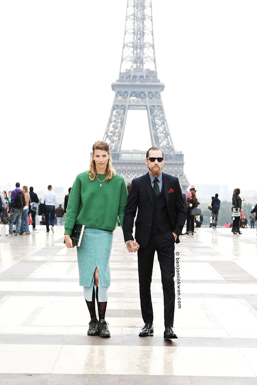Veronika Heilbrunner and Justin O’Shea at Haider Ackermann SS 2014 Paris Snapped by Benjamin  Kwan