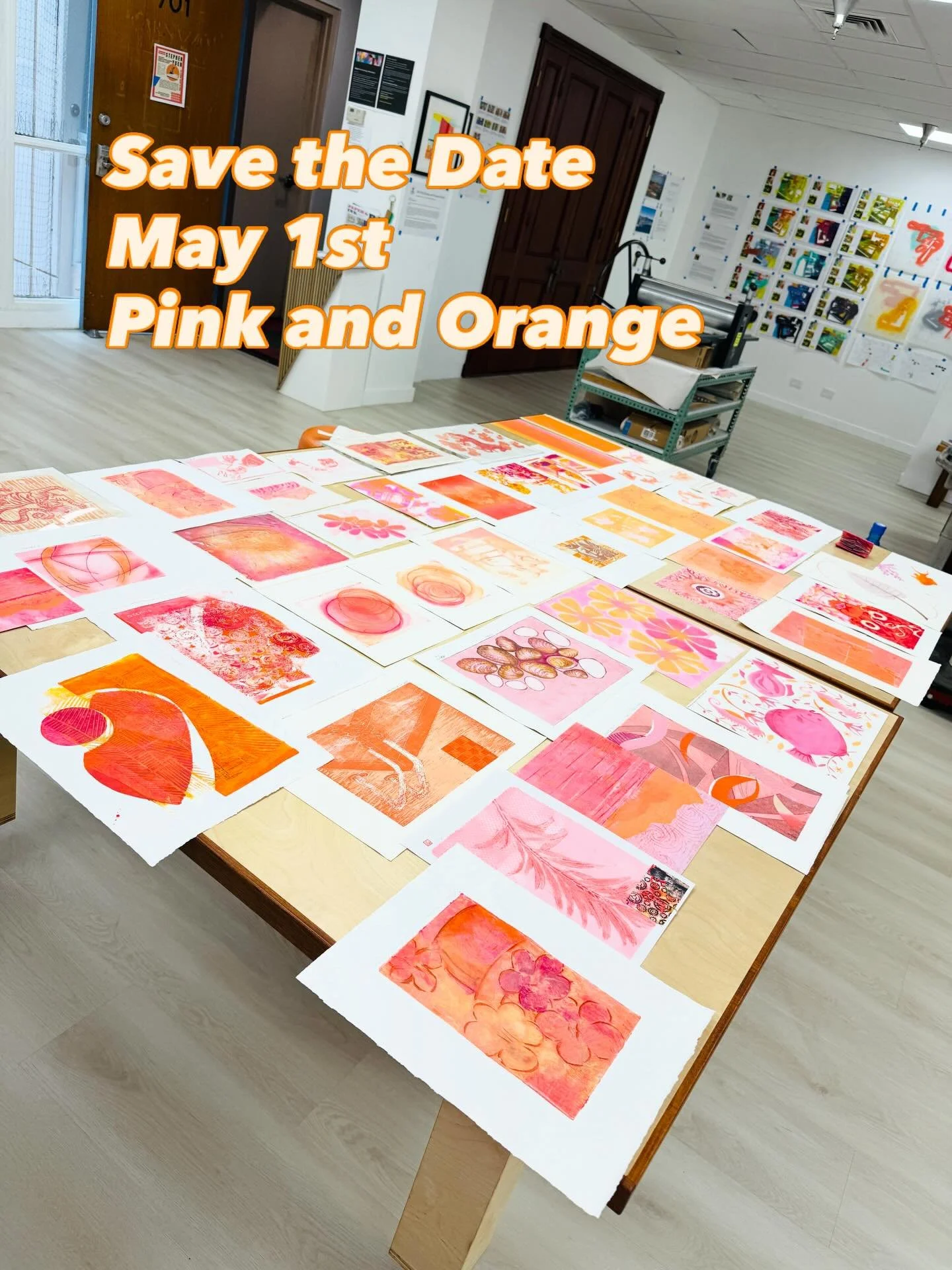 Quick write this down! Pink and Orange opens Friday May 1st 6-8 pm 888 Mililani Street. Pink and Orange attire encouraged and rewarded! #printdayinmay celebrate Print Day in May 🩷🧡 with creative friends. #hexpress #huinoeau #donkeymillartcenter #ho