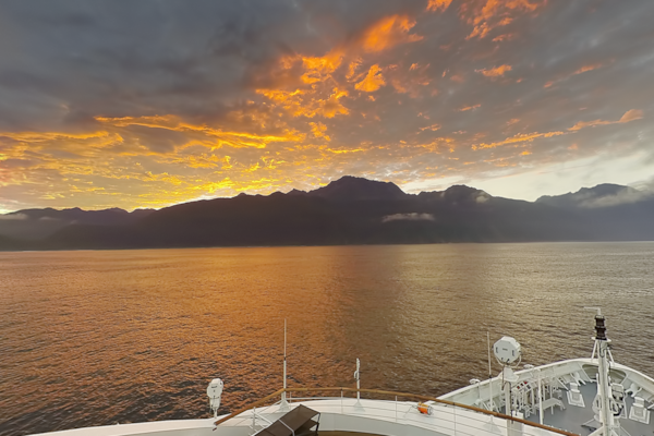 Approaching Milford Sound at Sunrise
