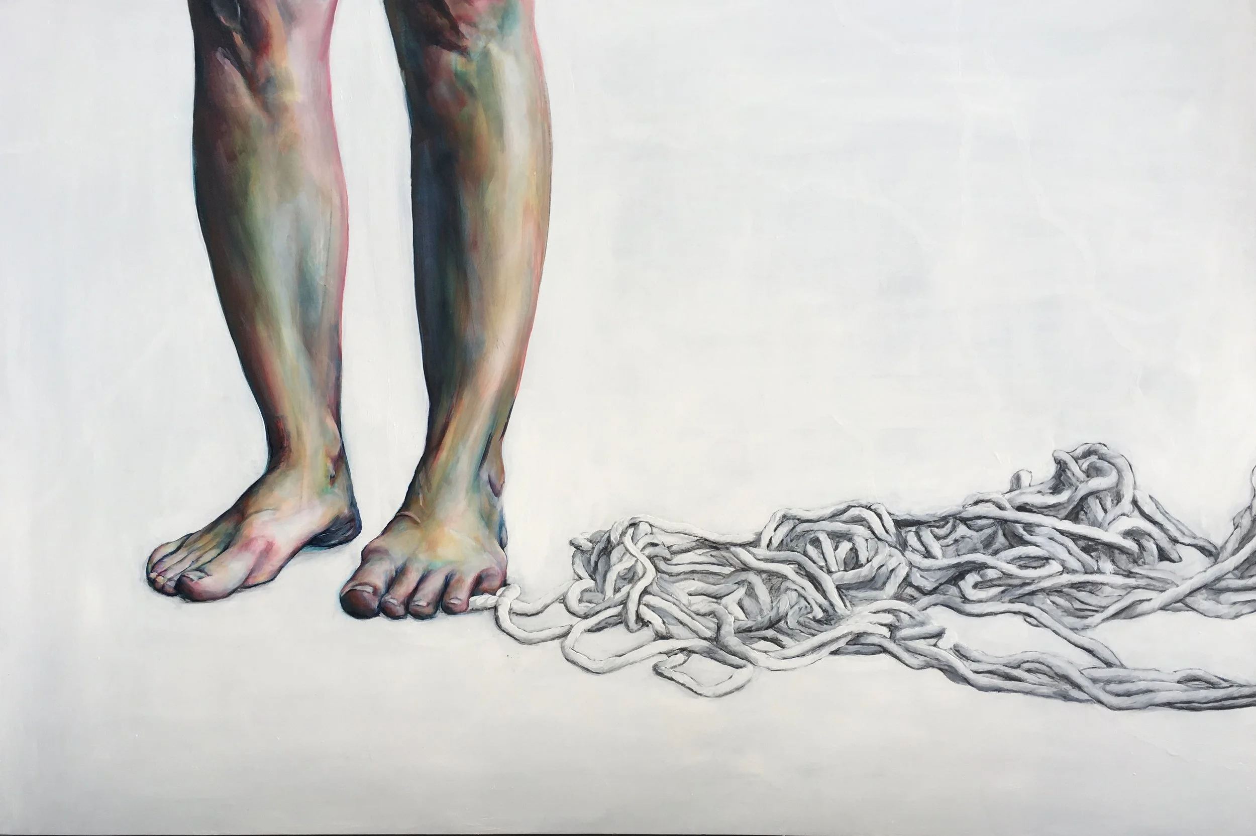 In Spite of the Fact, oil and charcoal on panel, 36” x 24”