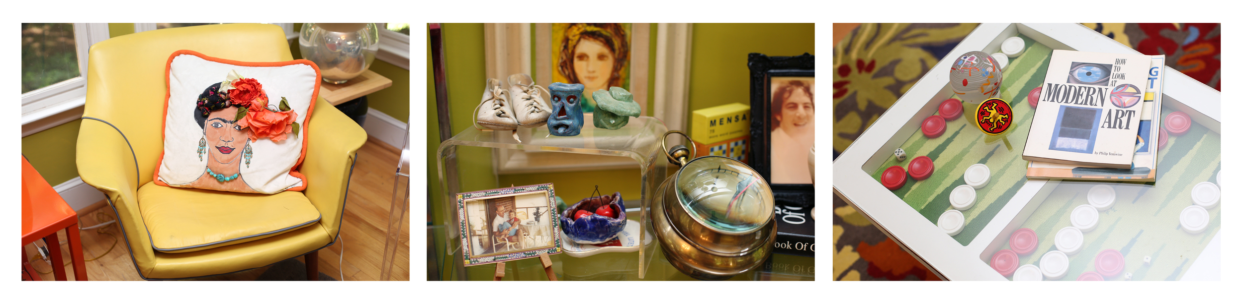 an homage to Frida, sculptures she made as a child & art books are everywhere!