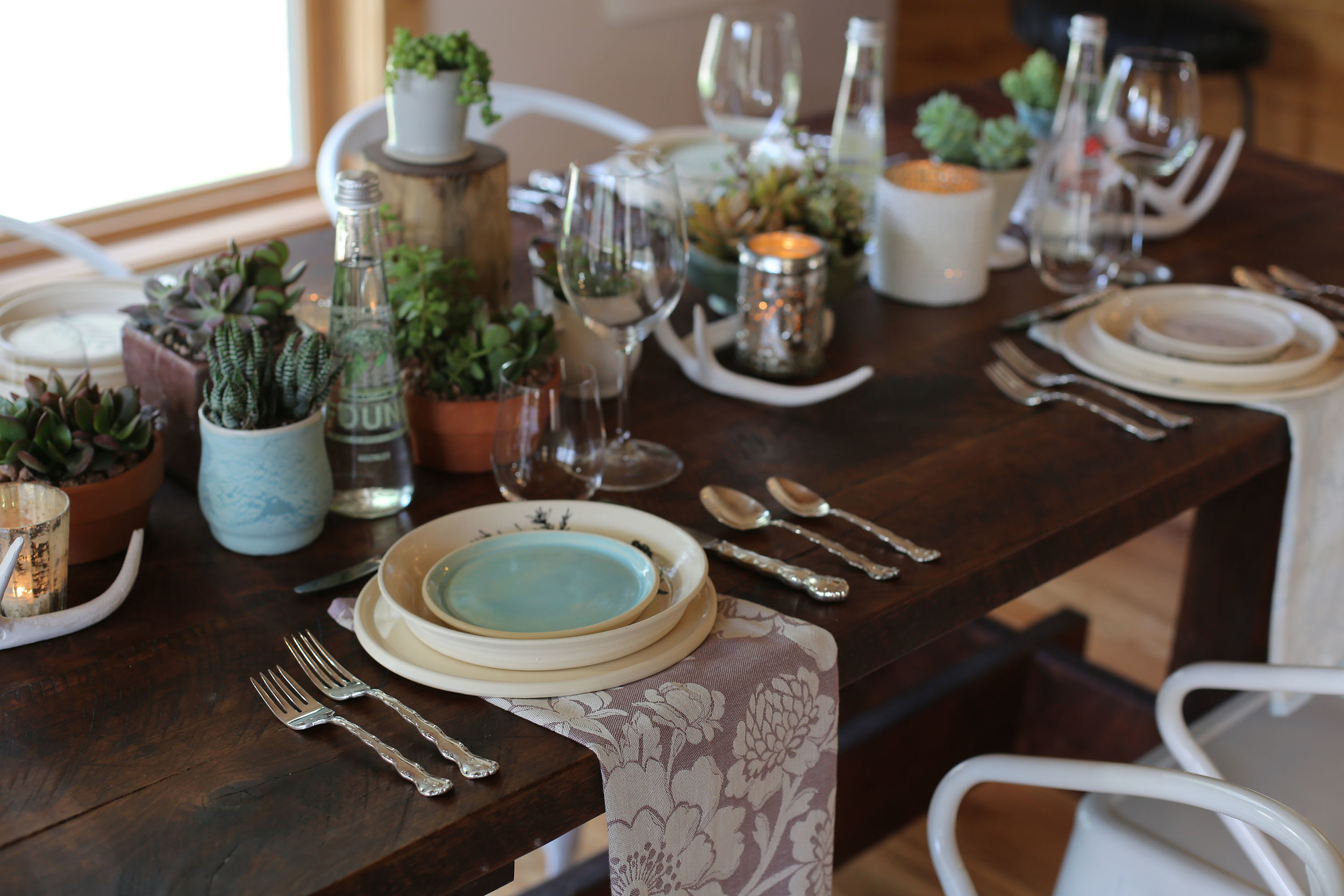 Linen Napkins from Antrhopologie and Silverware from Melina's Grandmother (Grazie Nonna LaVecchia!)