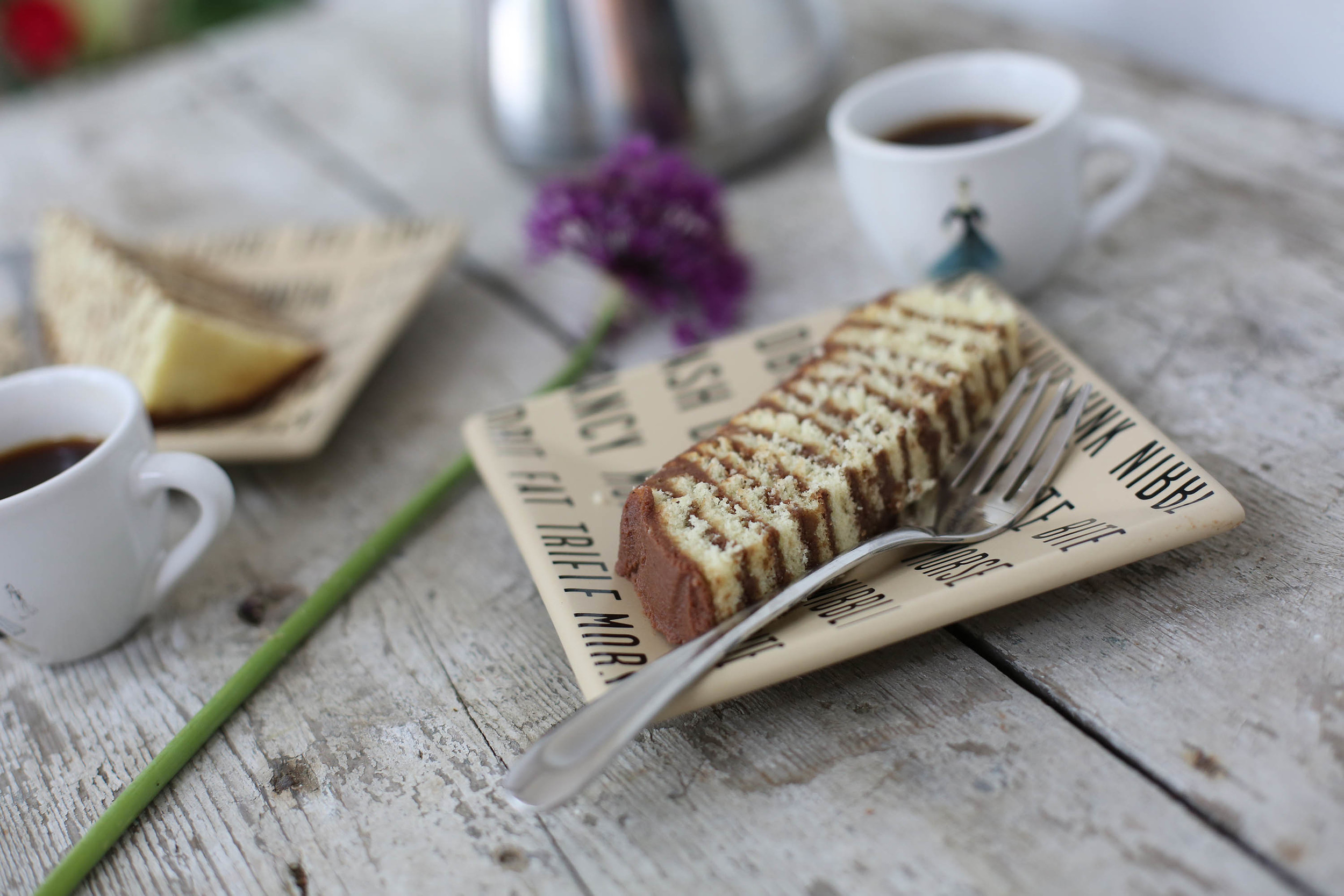 nothing like a slice of chocolate layer cake and good coffee to perk you up in the afternoon