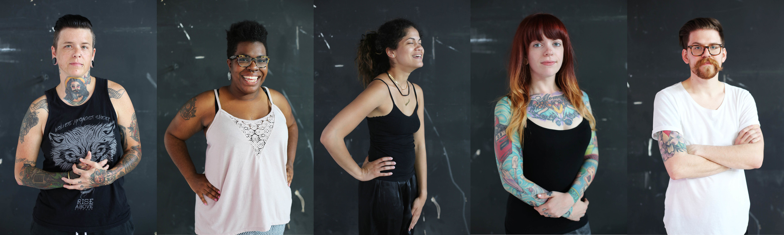 the before portraits from left to right Heather, Brianna, Johanna, Sarah & David