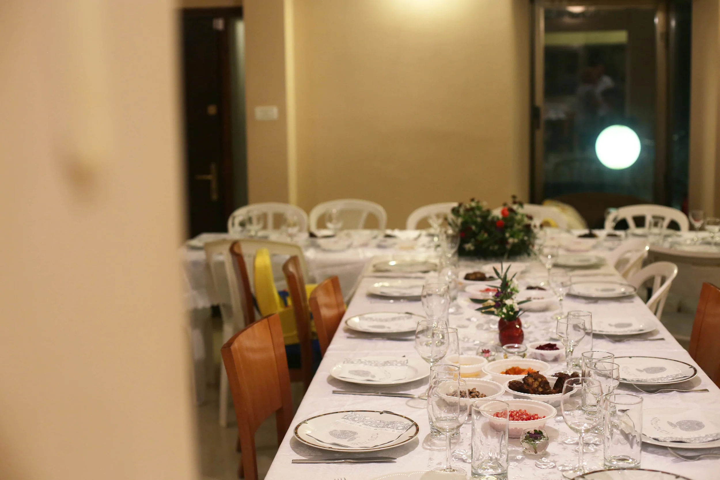 The table is set. We begin to eat.