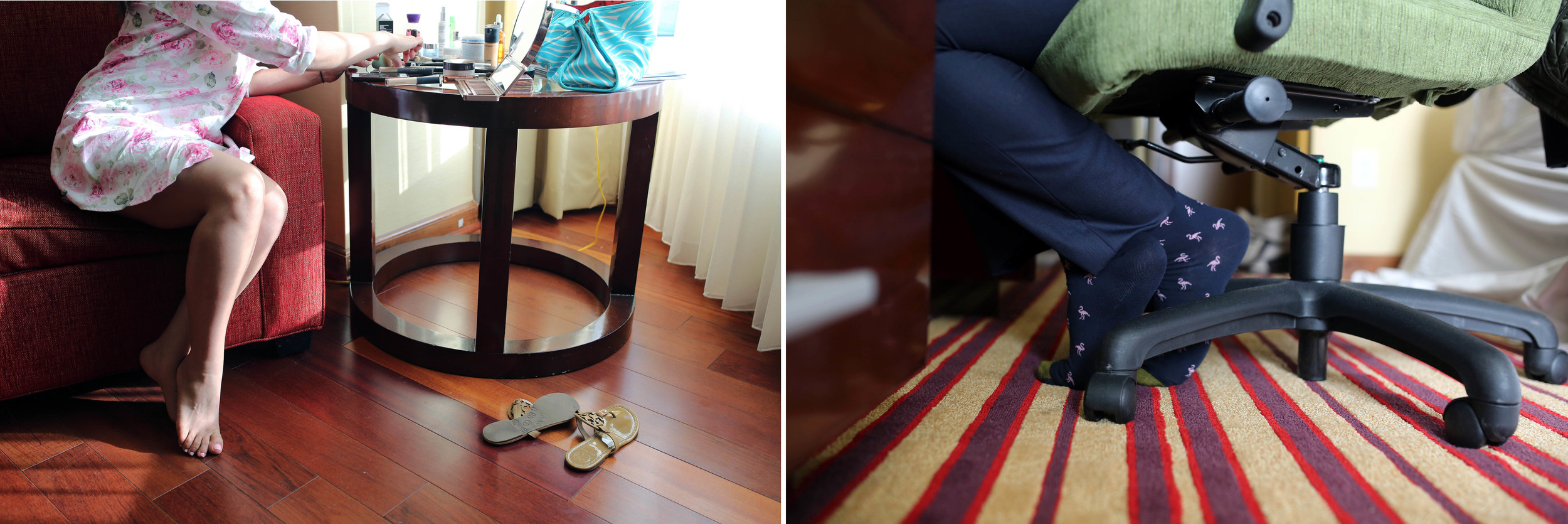 so.. for some reason I happened to snap shots of their pre-ceremony feet crossed as they prepared. I love the two images side by side
