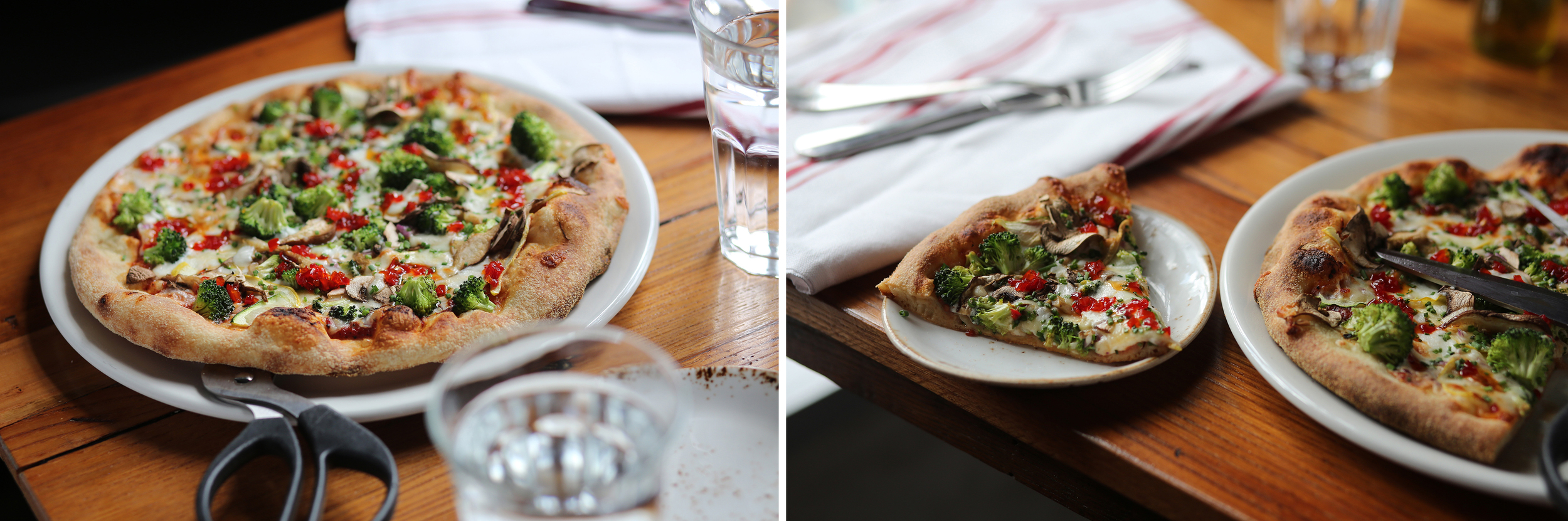 vegetable: mozzarella, broccoli, peppers, mushrooms, zucchini, squash, goat cheese cream