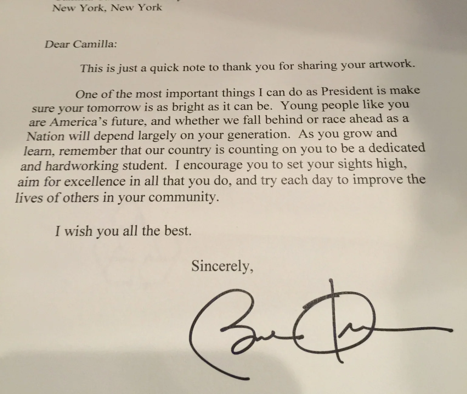 President Obama responded to a letter from my daughter, pretty much making her young life to date.