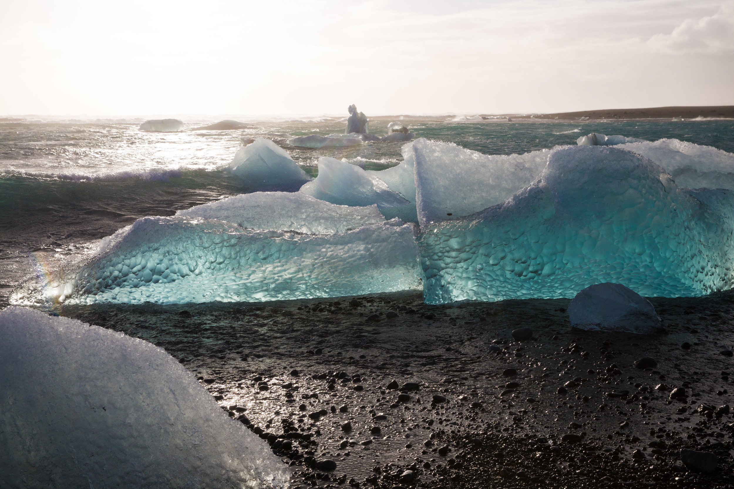 It's hard to explain the surreal feeling of watching pieces of glacier floating out to sea, and crashing on the waves of a black sand beach. Watching the blue bubbles frozen under the service look like something lives within. Science fiction lovers will be fascinated here.