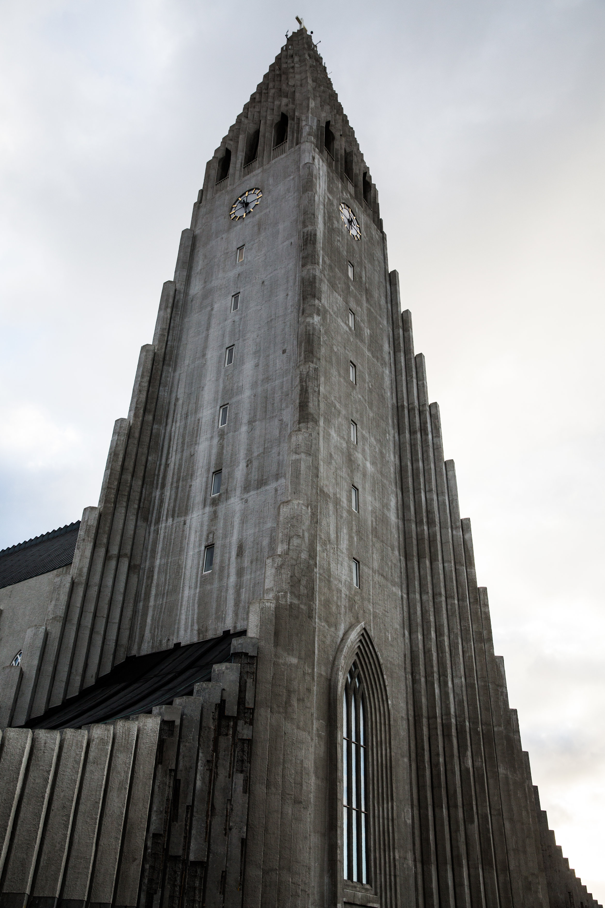 Halgrimskirkja, located in the center of Reykjavik, is a Lutheran parish church named after the poet and clergyman Hallgrimur Petursson. Commissioned in 1937 by State Architect Guðjón Samúelsson, is was inspired by the basalt lava flows throughout Iceland. Starting in 1945, the church was finally completed in 1986.