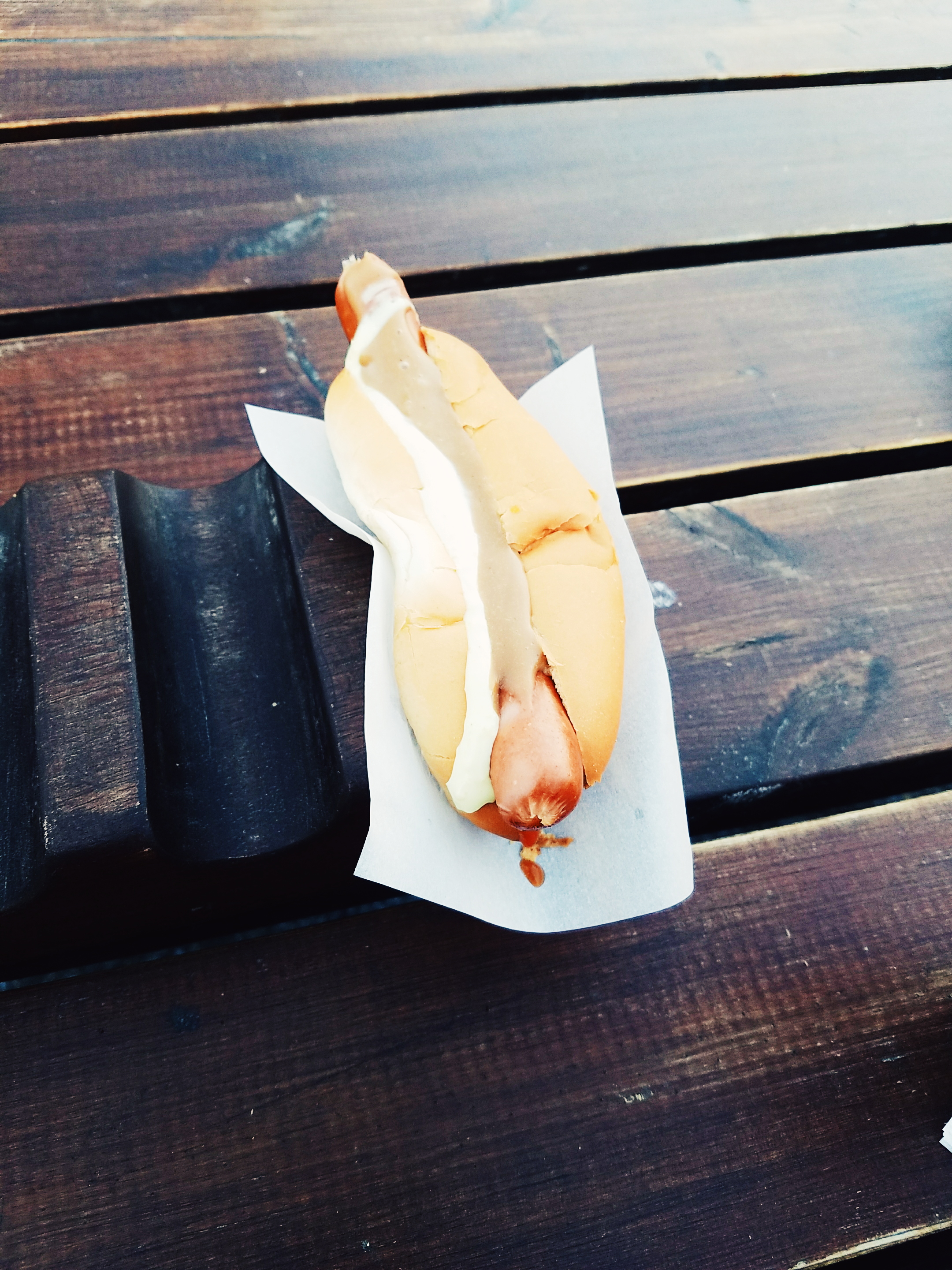 The setup: ketchup, sweet mustard, remoulade, crisp fried onions and raw onion. Street food is a must for me in any foreign country.
