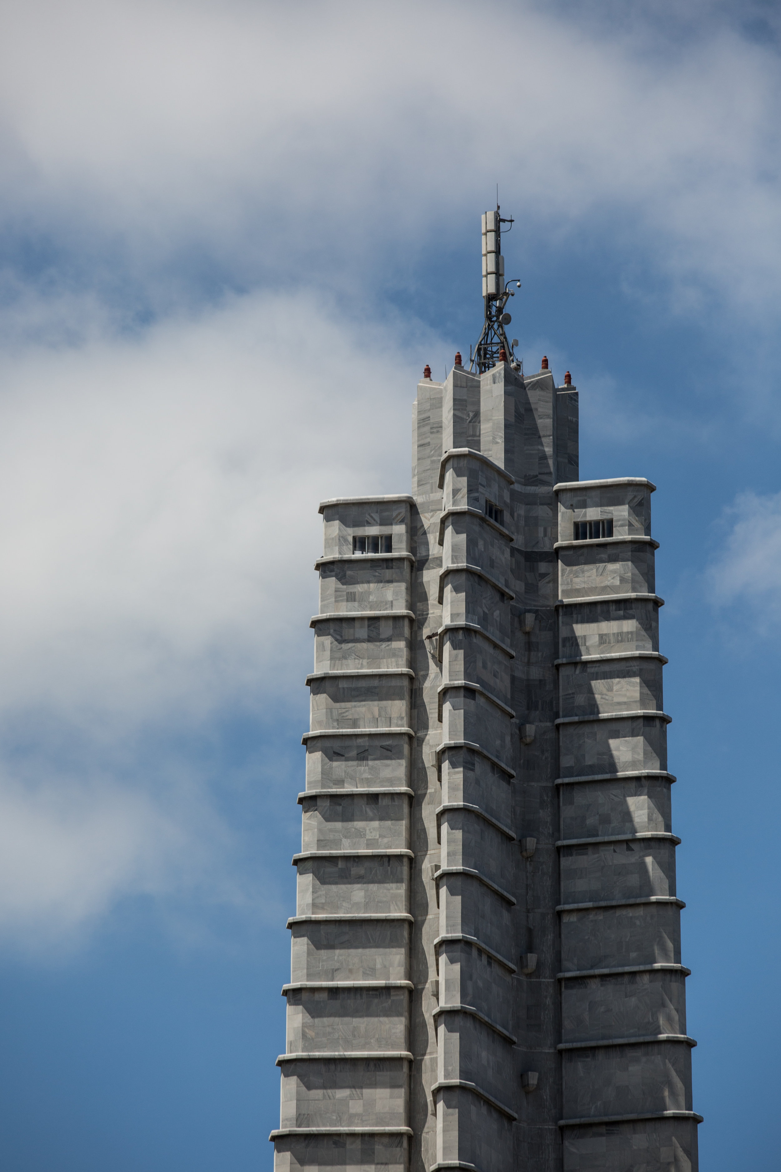 José Martí Memorial tower stands at 109 meters (358 feet) tall in Plaza de la Revolución. The Plaza is a centerpiece of Castro's Cuba, with many important rallies being held there since its completion in 1959.
