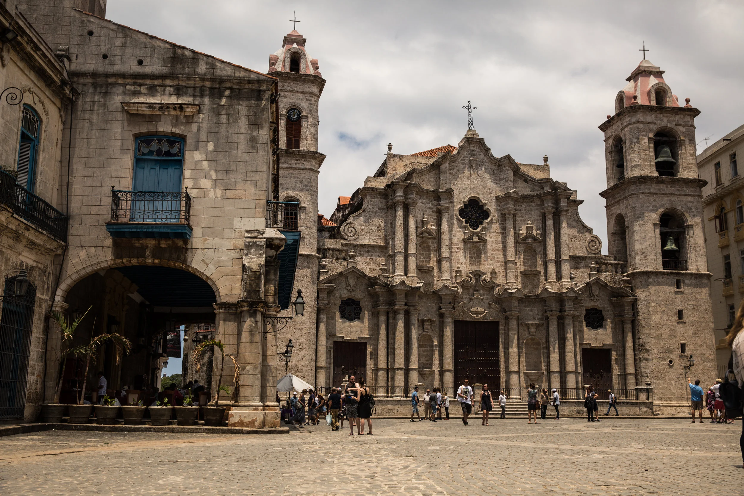 Outside the Havana Cathedral; one of the 11 Roman Catholic cathedrals on the island, and completed in 1777. 