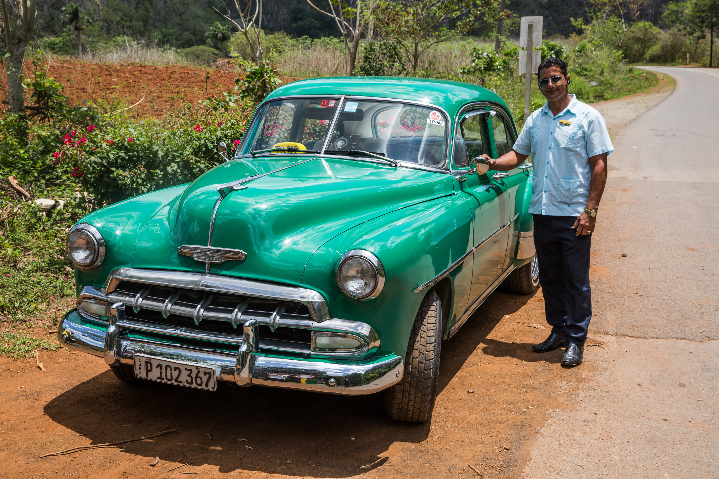 Our wheelman to Viñales was a man named Jiovannis, and his car was not only the best kept I'd seen, but his 80's music collection was pretty impressive. I have his contact information should you want to make the trip to the Valley. (You do.)