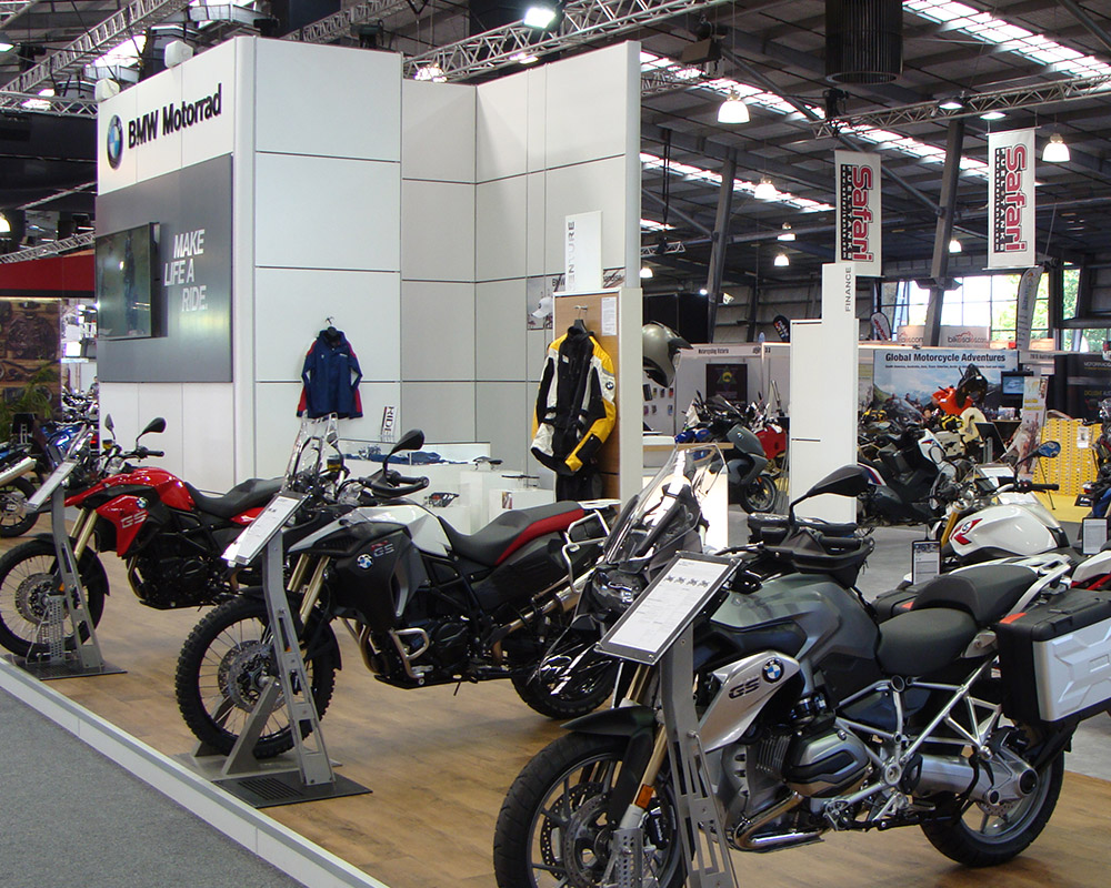BMW motorbikes displayed