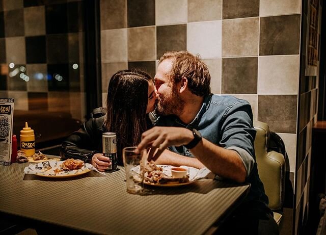 Not a bad spot for some sneaky engagement photos! 🍔🍻❤️