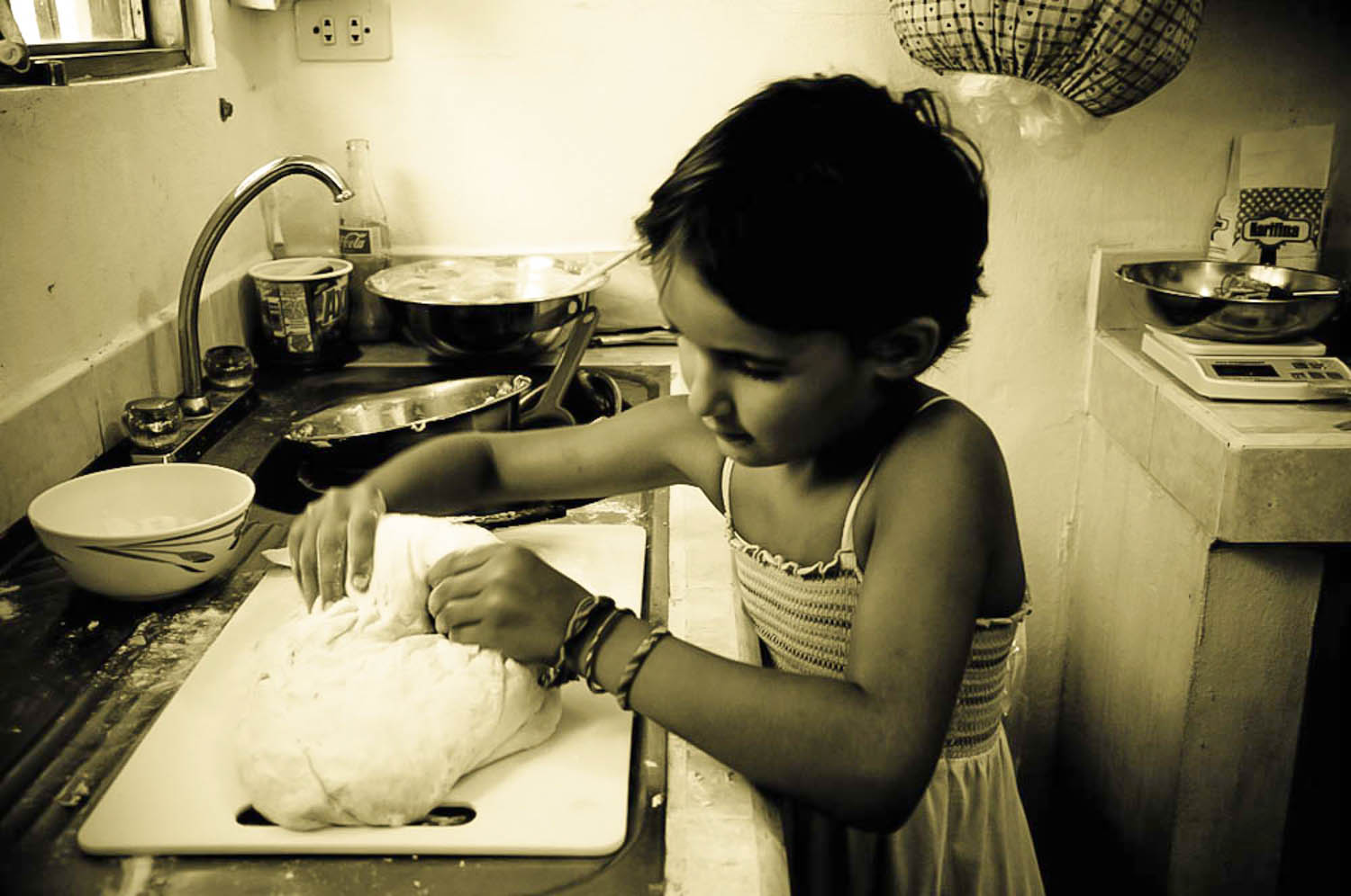 Making chocolate bread with the local baker, Costa Rica