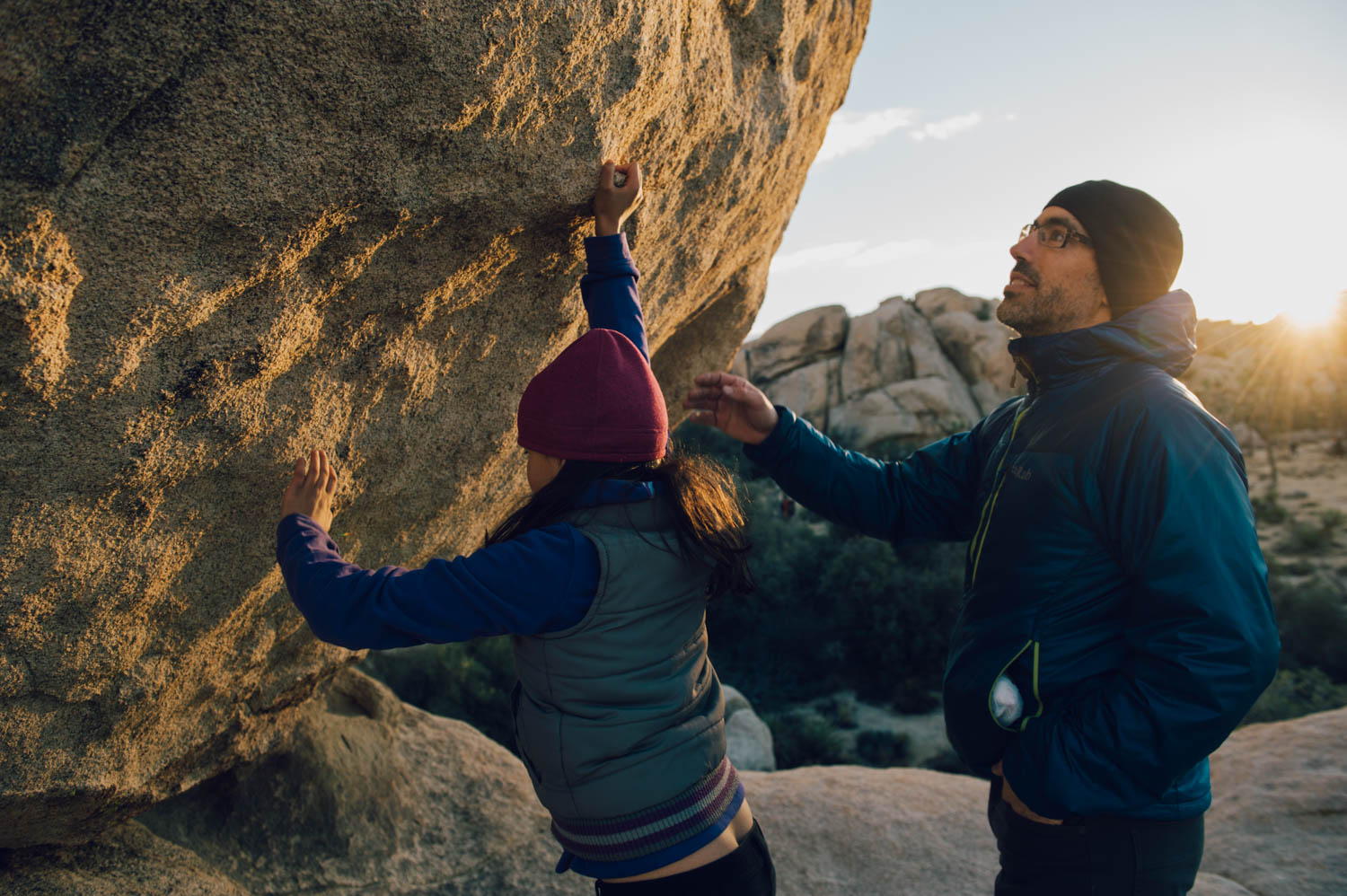 Exploring a bouldering area. They now want a crash pad for Christmas! Perfect!