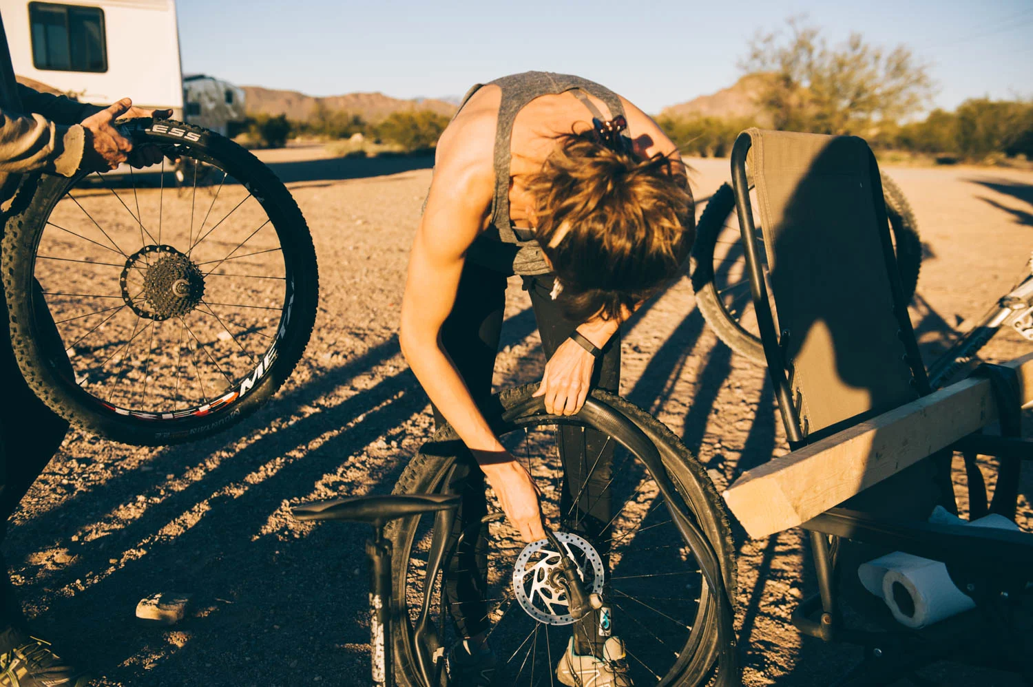 Living frugally also means learning to do your own bike (and bus!) mechanics!