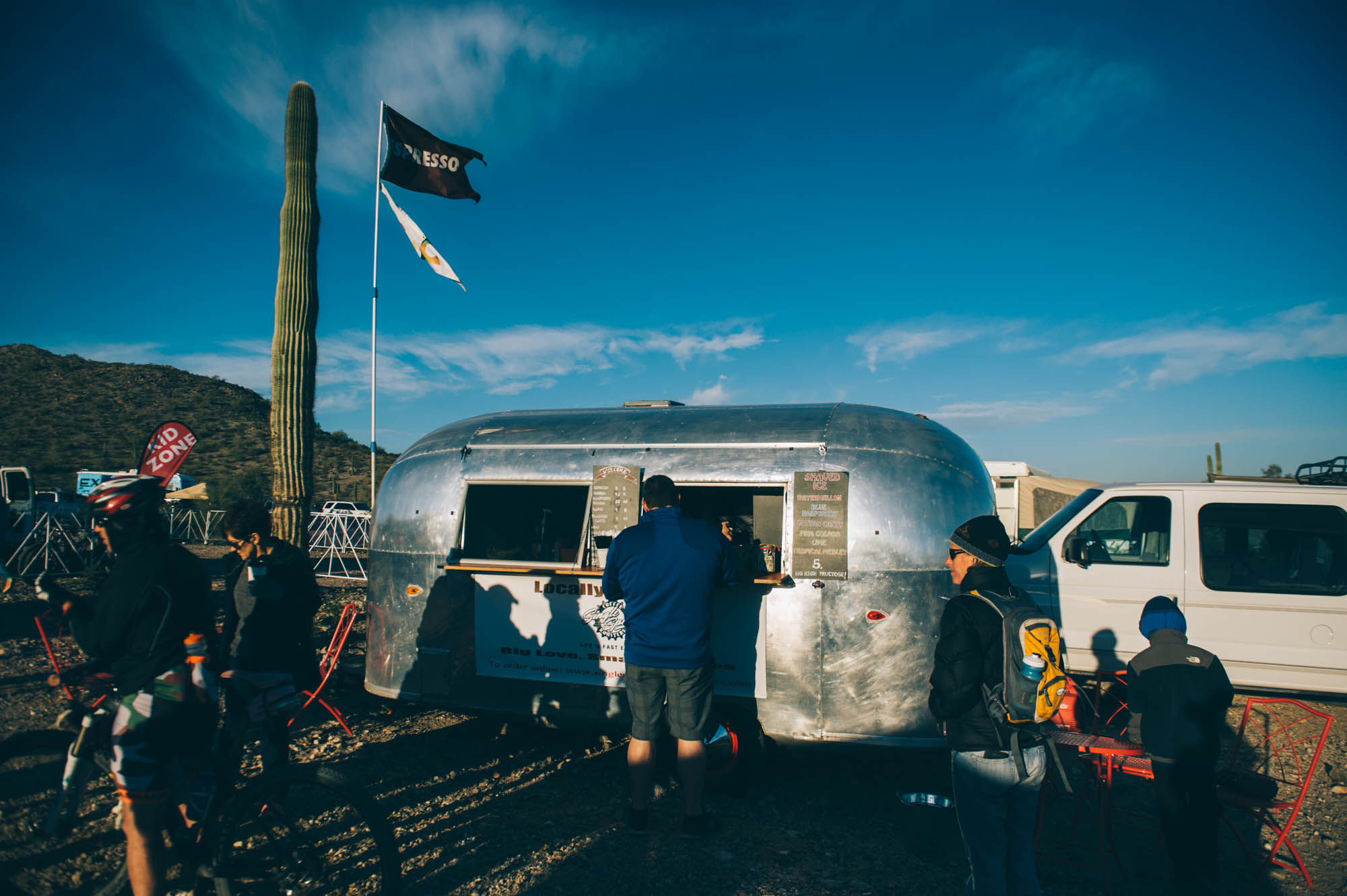 An Airstream turned into a coffee shop was selling local coffee on site.